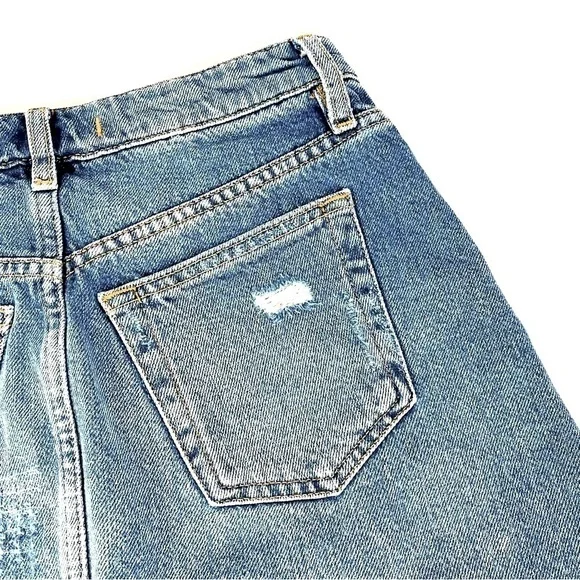 We The Free Breezy A Line Distressed Button Fly Denim Skirt Size 25 - Picture 6 of 9